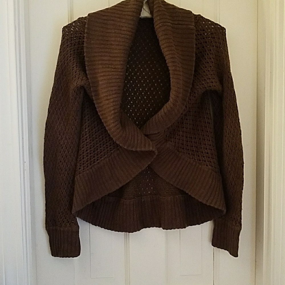 Brown Knit One Button Cardigan / Shrug